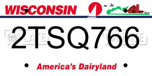 2TSQ766 Wisconsin License Plate