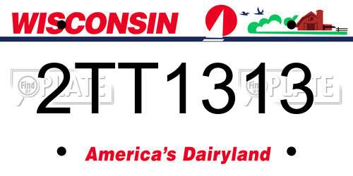 2TT1313 Wisconsin License Plate