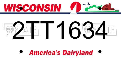 2TT1634 Wisconsin License Plate