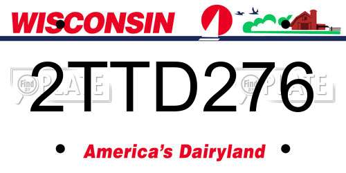 2TTD276 Wisconsin License Plate