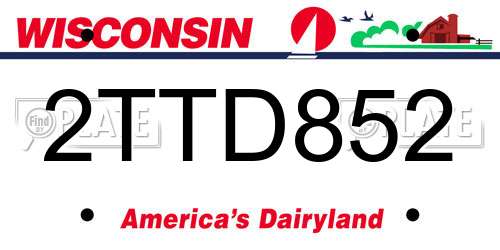 2TTD852 Wisconsin License Plate
