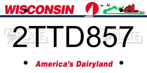 2TTD857 Wisconsin License Plate