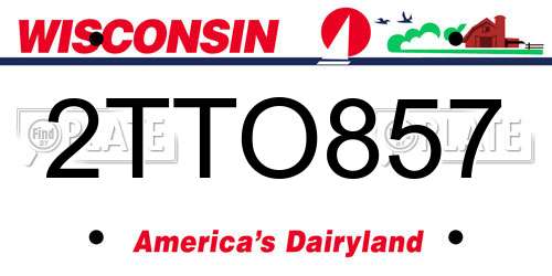 2TTO857 Wisconsin License Plate