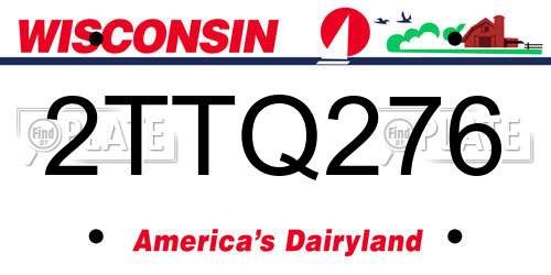 2TTQ276 Wisconsin License Plate