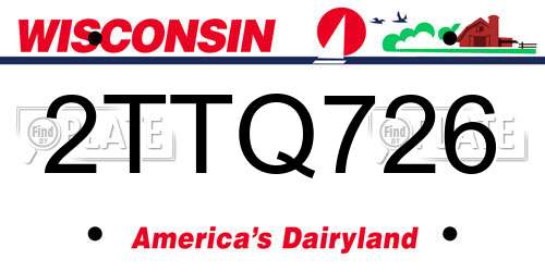 2TTQ726 Wisconsin License Plate