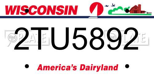 2TU5892 Wisconsin License Plate