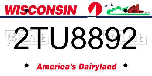 2TU8892 Wisconsin License Plate