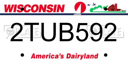 2TUB592 Wisconsin License Plate