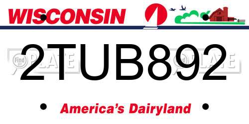 2TUB892 Wisconsin License Plate