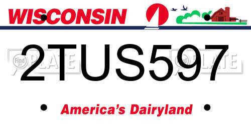 2TUS597 Wisconsin License Plate