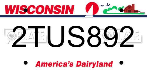2TUS892 Wisconsin License Plate