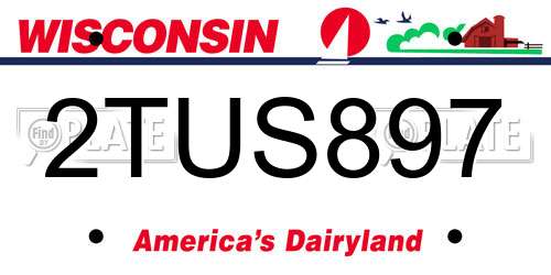 2TUS897 Wisconsin License Plate