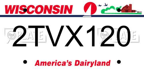 2TVX120 Wisconsin License Plate