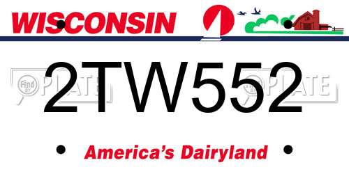 2TW552 Wisconsin License Plate