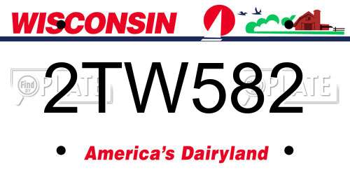 2TW582 Wisconsin License Plate