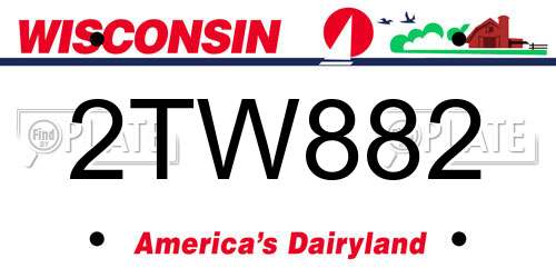 2TW882 Wisconsin License Plate
