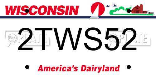 2TWS52 Wisconsin License Plate