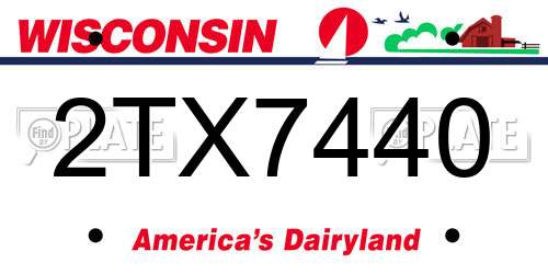 2TX7440 Wisconsin License Plate