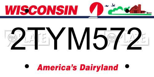 2TYM572 Wisconsin License Plate