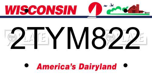 2TYM822 Wisconsin License Plate