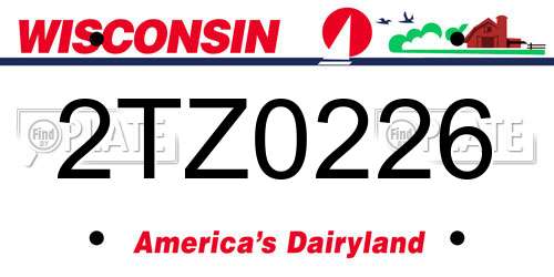2TZ0226 Wisconsin License Plate