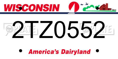 2TZ0552 Wisconsin License Plate