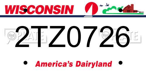 2TZ0726 Wisconsin License Plate