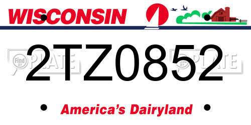 2TZ0852 Wisconsin License Plate