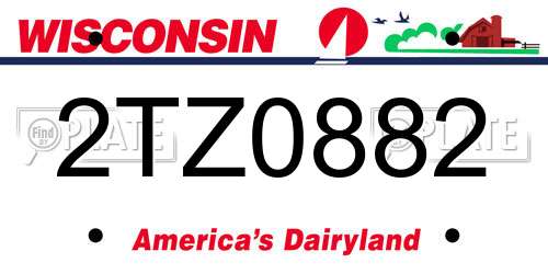 2TZ0882 Wisconsin License Plate