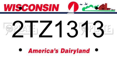2TZ1313 Wisconsin License Plate