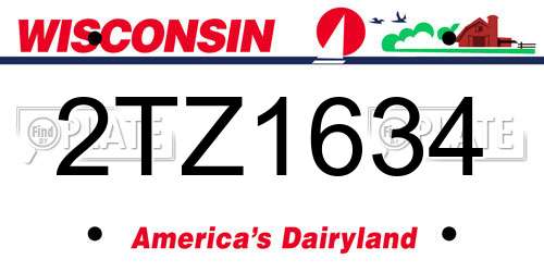 2TZ1634 Wisconsin License Plate