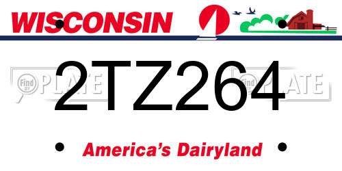 2TZ264 Wisconsin License Plate