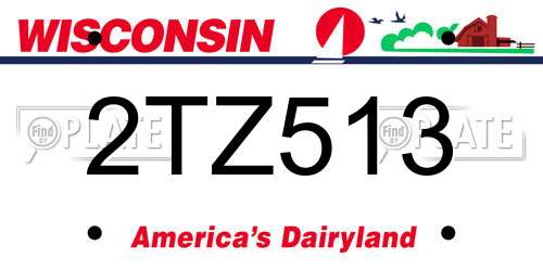2TZ513 Wisconsin License Plate
