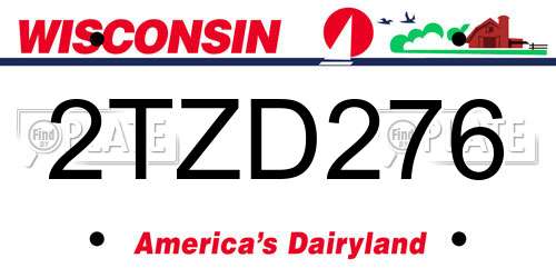 2TZD276 Wisconsin License Plate