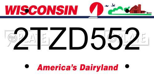 2TZD552 Wisconsin License Plate