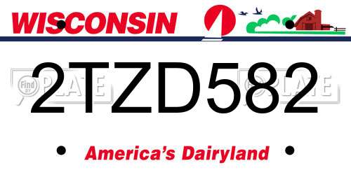 2TZD582 Wisconsin License Plate