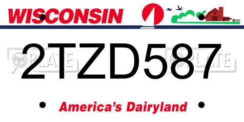 2TZD587 Wisconsin License Plate