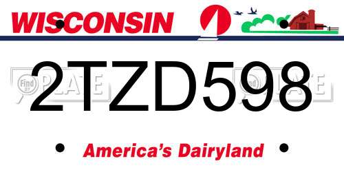 2TZD598 Wisconsin License Plate