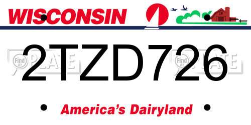 2TZD726 Wisconsin License Plate
