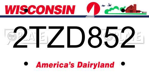 2TZD852 Wisconsin License Plate