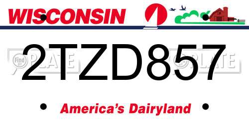 2TZD857 Wisconsin License Plate