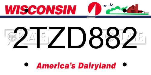 2TZD882 Wisconsin License Plate