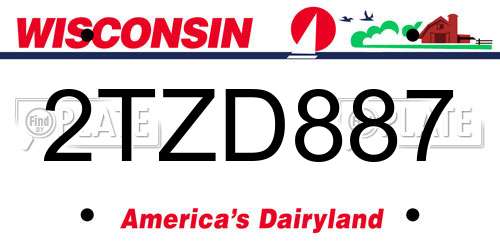 2TZD887 Wisconsin License Plate