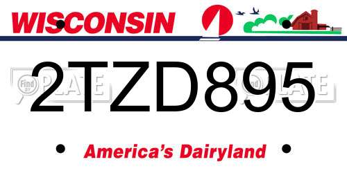 2TZD895 Wisconsin License Plate