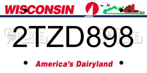 2TZD898 Wisconsin License Plate