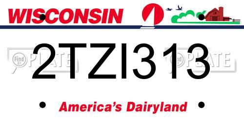 2TZI313 Wisconsin License Plate