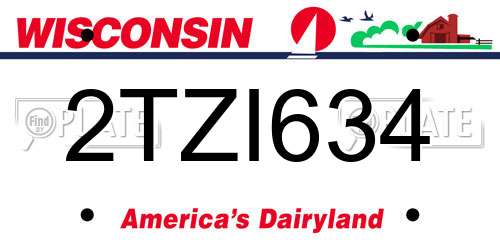 2TZI634 Wisconsin License Plate