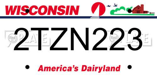2TZN223 Wisconsin License Plate