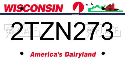 2TZN273 Wisconsin License Plate