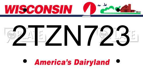2TZN723 Wisconsin License Plate